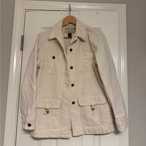 Ralph Lauren Jacket Women Ivory Canvas Shacket Utility Outdoor Safari Hunting